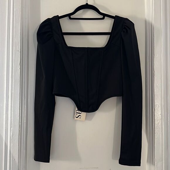 Tops - Micas corset top with long puff sleeve (L) - NWT!